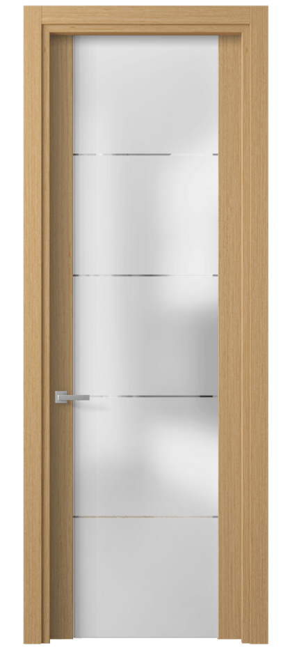 Межкомнатная дверь Planum 4114 Дуб песочный рифт матовый Сатинированное стекло с гравировкой «КВАДРО», триплекс 8 мм Цена 72199 ₽ | Volhovec