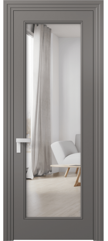 Межкомнатная дверь Rocca 8300 Матовый классический серый Двустороннее зеркало, триплекс Цена 84899 ₽ | Volhovec