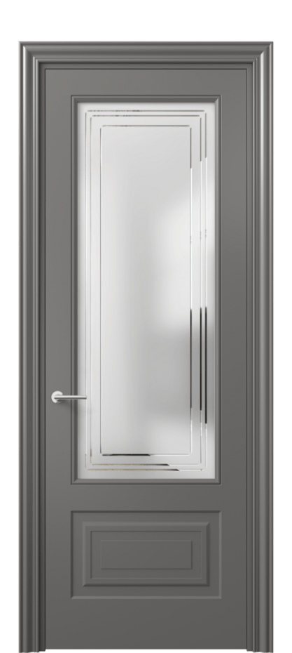 Межкомнатная дверь Mascot 8442 Матовый классический серый Сатинированное стекло с гравировкой "Грани", триплекс, 7 мм Цена 62079 ₽ | Volhovec