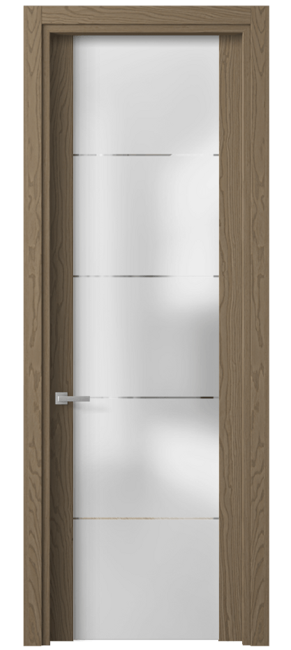 Межкомнатная дверь Planum 4114 Дуб дымный матовый Сатинированное стекло с гравировкой «КВАДРО», триплекс 8 мм Цена 80199 ₽ | Volhovec