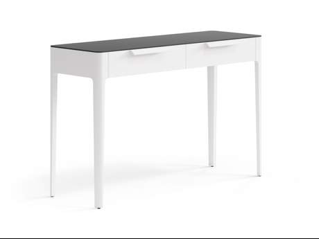 Мебель Консоль Piega 2 ящика. Цвет Матовый пудровый белый. Материал Гладкая эмаль. Коллекция Консоль Piega 2 ящика. Картинка.