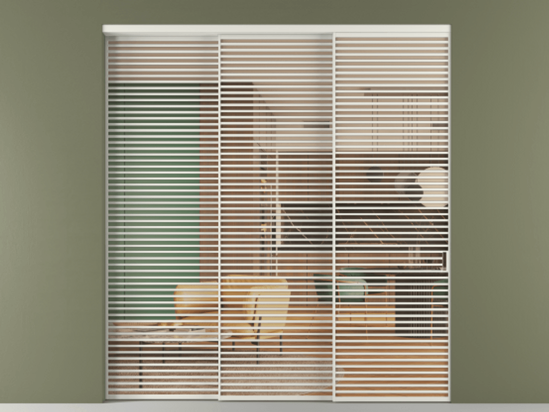 Перегородка Formato внутри проёма 3 створки с синхронным механизмом АЛПР 040.07 Алюминий серый Прозрачное оранжевое стекло, триплекс Цена 579740 ₽  | Volhovec