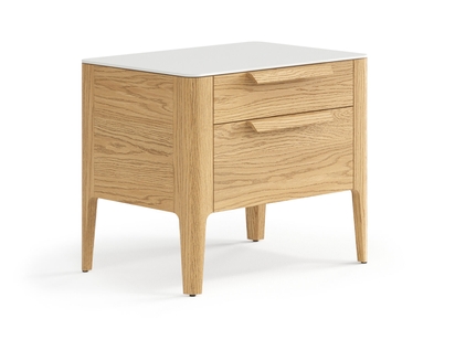 Мебель Тумба прикроватная Piega 2 ящика. Цвет Дуб пшеничный матовый. Материал Массив дуба матовый. Коллекция Тумба прикроватная Piega 2 ящика. Картинка.