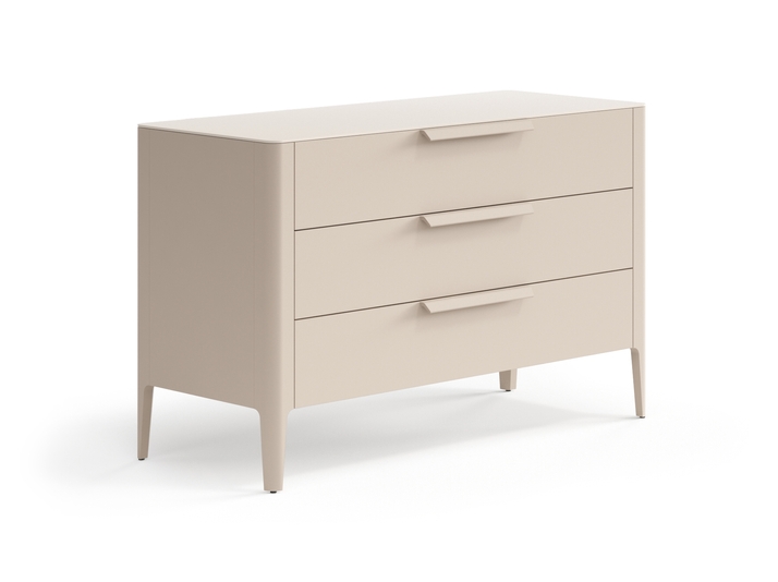 Мебель Комод Piega 3 ящика. Цвет Матовый бисквитный. Материал Гладкая эмаль. Коллекция Комод Piega 3 ящика. Картинка.