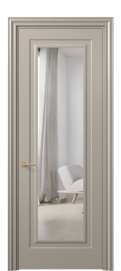 Дверь межкомнатная 8403 МБСК Зеркало с одной стороны. Цвет Матовый бисквитный. Материал Гладкая эмаль. Коллекция Mascot. Картинка.