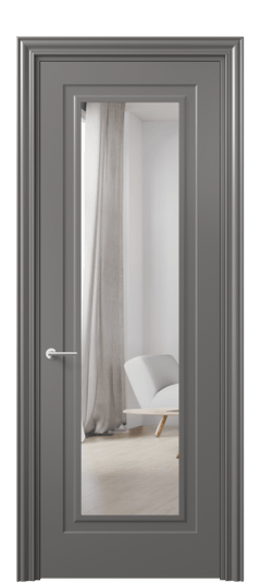 Дверь межкомнатная 8403 МКЛС Зеркало с одной стороны. Цвет Матовый классический серый. Материал Гладкая эмаль. Коллекция Mascot. Картинка.