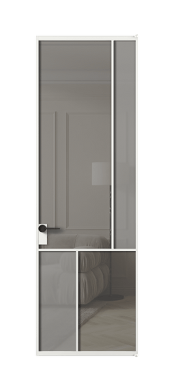 Межкомнатная дверь АЛПЛ041.21 АБЛ Серый сатин матовое + Серый прозрачное. Цвет Алюминий белоснежный. Материал Алюминий в эмали. Коллекция Mosaic. Фото. Дверь межкомнатная АЛПЛ041.21 АБЛ Серый сатин матовое + Серый прозрачное. Цвет Алюминий белоснежный. Материал Алюминий в эмали. Коллекция Mosaic. Картинка.