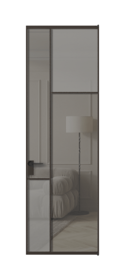 Межкомнатная дверь АЛПЛ041.11 ААН Серый сатин матовое + Серый прозрачное. Цвет Алюминий антрацит. Материал Алюминий в эмали. Коллекция Mosaic. Фото. Дверь межкомнатная АЛПЛ041.11 ААН Серый сатин матовое + Серый прозрачное. Цвет Алюминий антрацит. Материал Алюминий в эмали. Коллекция Mosaic. Картинка.