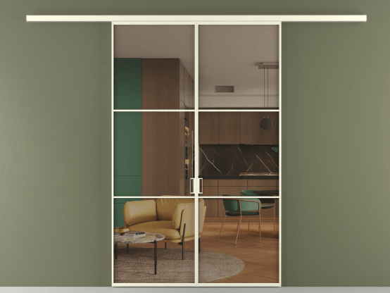 Алюминевая перегородка АЛПР 040.03_АМБ_Бронза триплекс_new. Цвет Алюминий молочно-белый. Материал Алюминий в эмали. Коллекция Перегородка Formato вдоль стены 2 створки. Фото. Алюминевая перегородка АЛПР 040.03_АМБ_Бронза триплекс_new. Цвет Алюминий молочно-белый. Материал Алюминий в эмали. Коллекция Перегородка Formato вдоль стены 2 створки. Картинка.