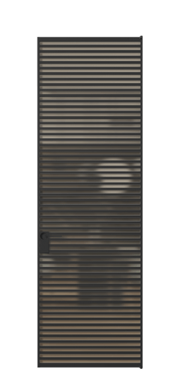 Дверь межкомнатная АЛПЛ040.06 Бронза сатин триплекс ЧЕР. Цвет Алюминий Черный. Материал Алюминий. Коллекция Formato. Картинка.