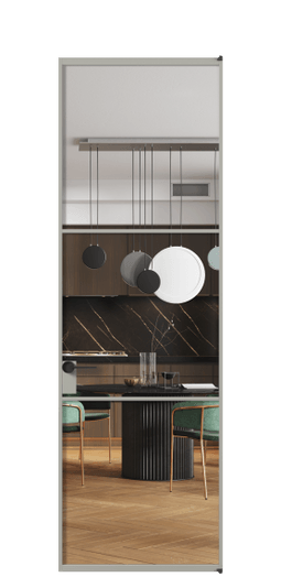 Дверь межкомнатная АЛПЛ040.03 Crystalvision АНСР. Цвет Алюминий нейтральный серый. Материал Алюминий в эмали. Коллекция Formato. Картинка.