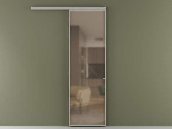 Алюминевая перегородка АЛПР 040.01_АНСР_Бронза сатин триплекс_new. Цвет Алюминий нейтральный серый. Материал Алюминий в эмали. Коллекция Перегородка Formato вдоль стены 1 створка. Картинка.