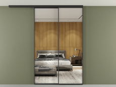 Перегородка Formato вдоль стены на потолок 2 створки с синхронным механизмом