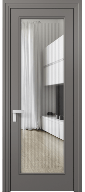 Дверь межкомнатная 8300 МКЛС Прозрачное стекло с гравировкой Rocca. Цвет Матовый классический серый. Материал Гладкая эмаль. Коллекция Rocca. Картинка.