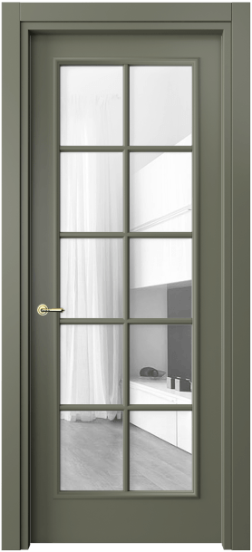 Дверь межкомнатная 8102 МОТ Прозрачное стекло. Цвет Матовый оливковый тёмный. Материал Гладкая эмаль. Коллекция Париж. Картинка.